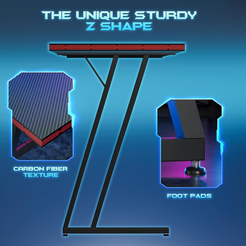 L Shaped Gaming Desk with Monitor Riser - Sturdy Corner Workstation (51 Inch)5