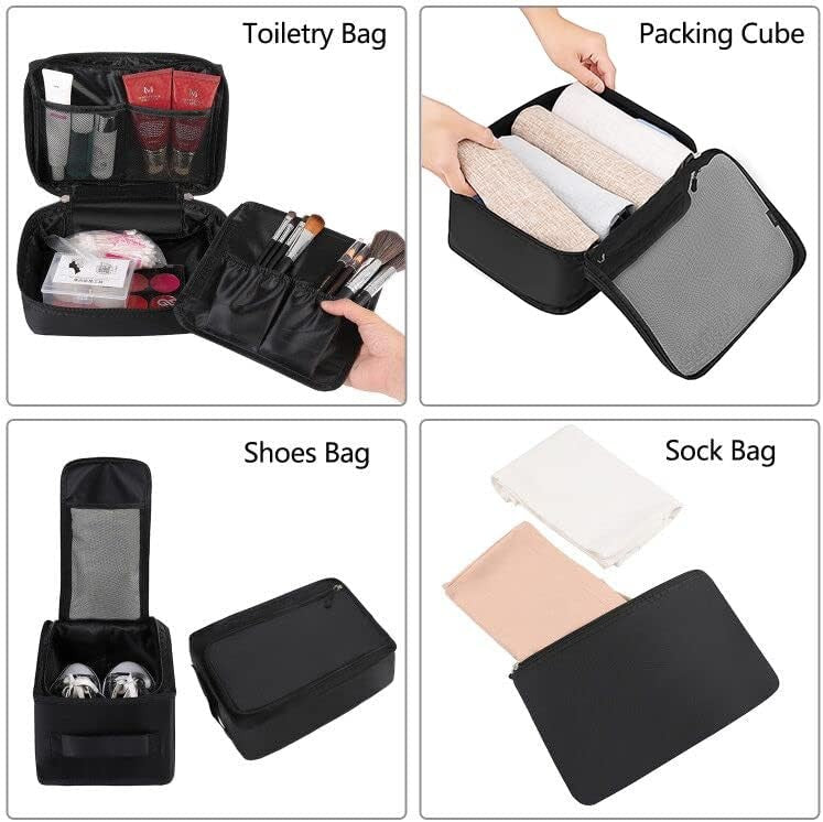 Jet Black 8 Piece Packing Cubes Set for Organized Travel Essentials2