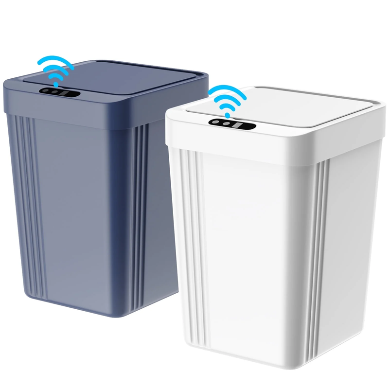 Touchless Smart Sensor Trash Can 2-Pack, 3.4 Gallon, Blue & White10