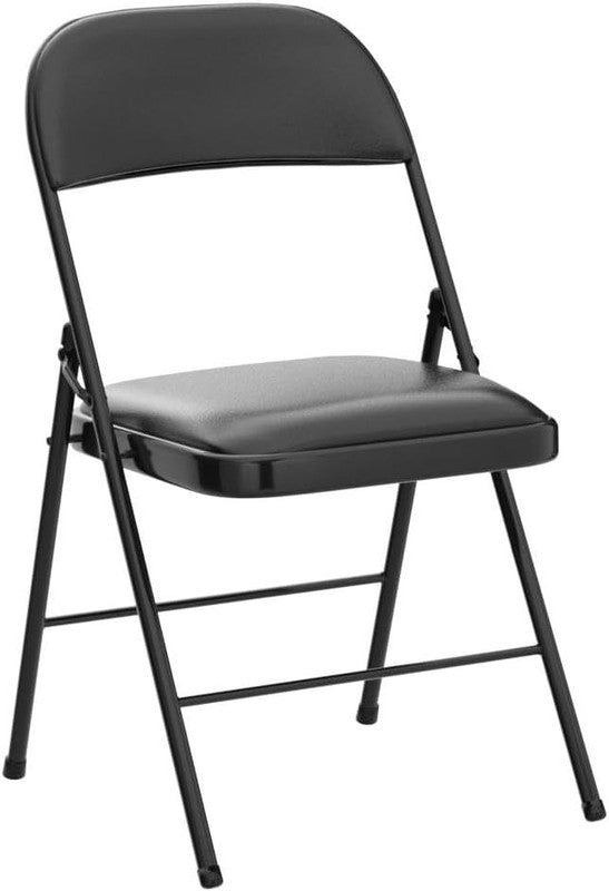 4 Pack Folding Chairs Padded Cushion Metal Frame Indoor Outdoor Black4