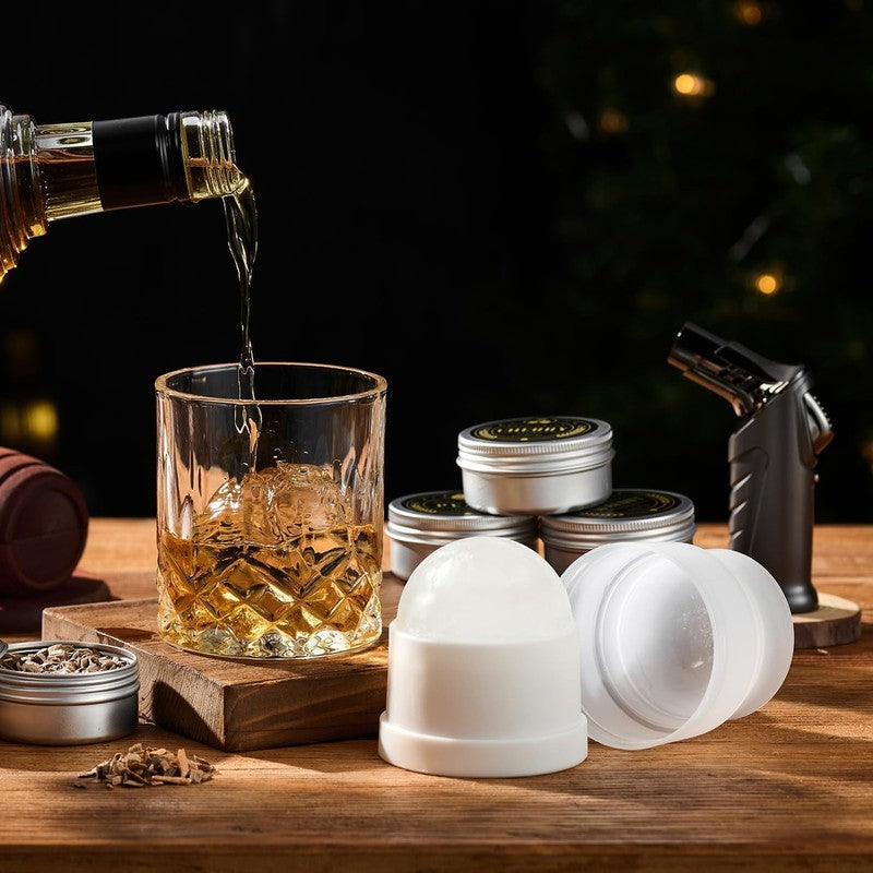 Whiskey Smoker Kit with Torch - 6 Flavors Wood Chips, 2 Glasses, 2 Ice Ball Mold4