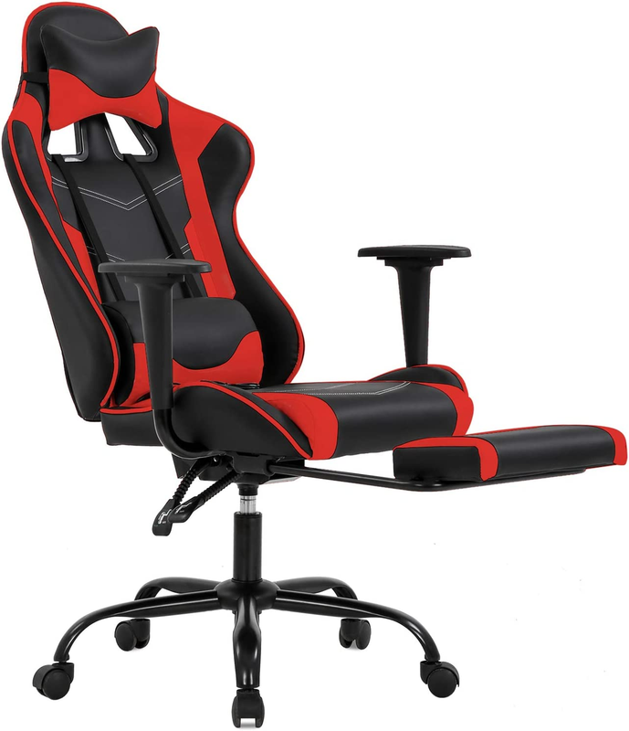 Ergonomic Gaming Chair with Footrest & Lumbar Support - Red High Back Chair10
