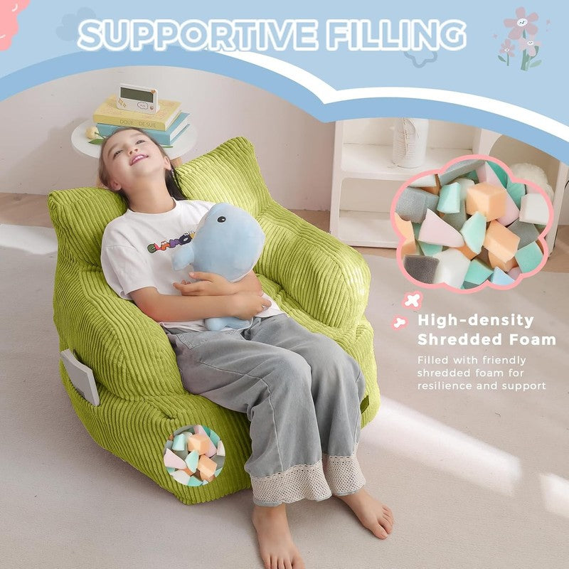 Kids Bean Bag Chair Toddler Sofa w Filler Pocket Floor Chair Gaming Green7