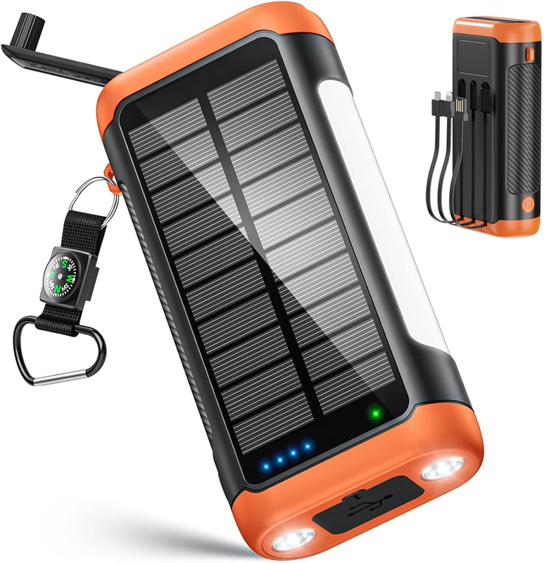 Solar Power Bank 66800mAh Hand Crank 22.5W Fast Charge 5 Output Flashlight11