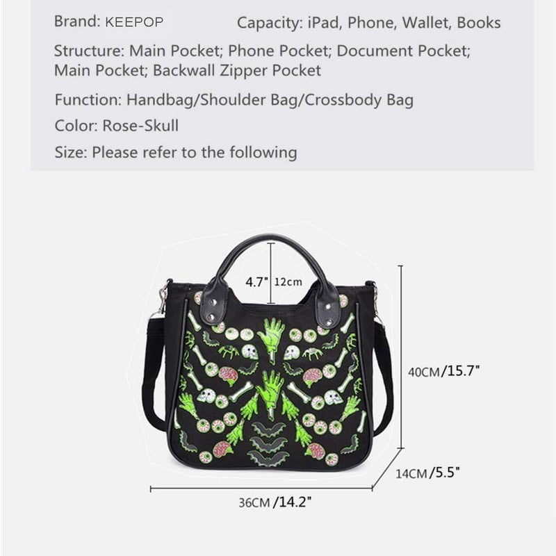 Women’s Rivet Canvas Punk Tote Handbag Purse Shoulder Strap Crossbody Bag3