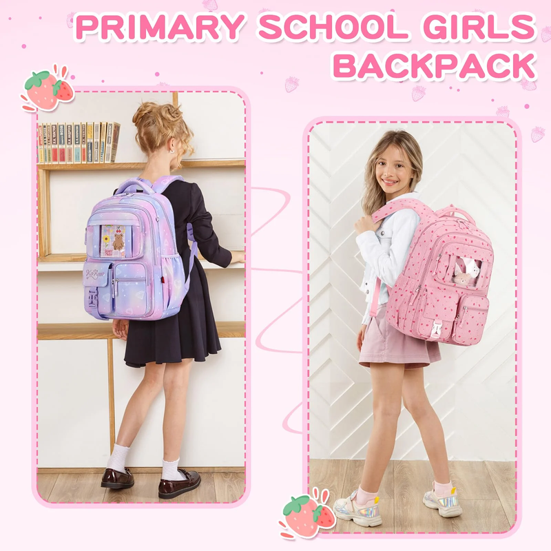 Corduroy Kawaii Ita Backpack School Bookbag Pink Strawberry5