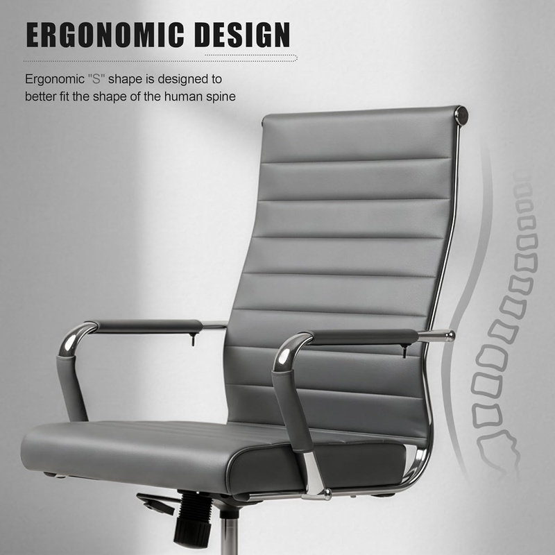 Modern Grey Executive Office Chair Height Adjustable Swivel3