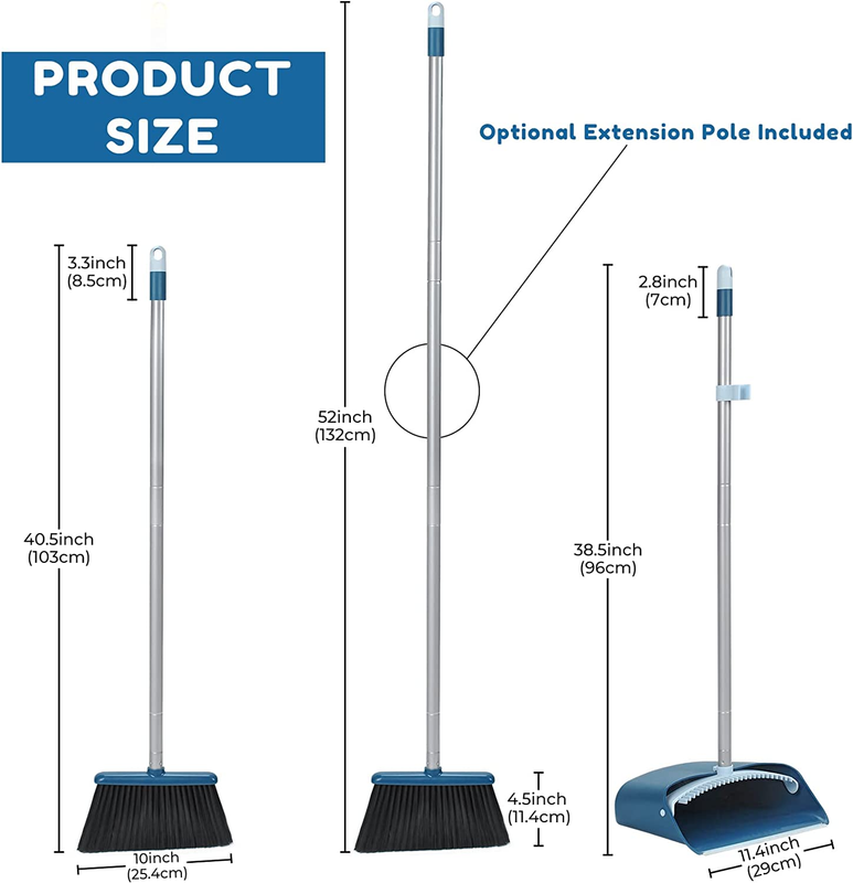 Dustpan and Broom Set Long Handle Standing Upright Floor Cleaner3