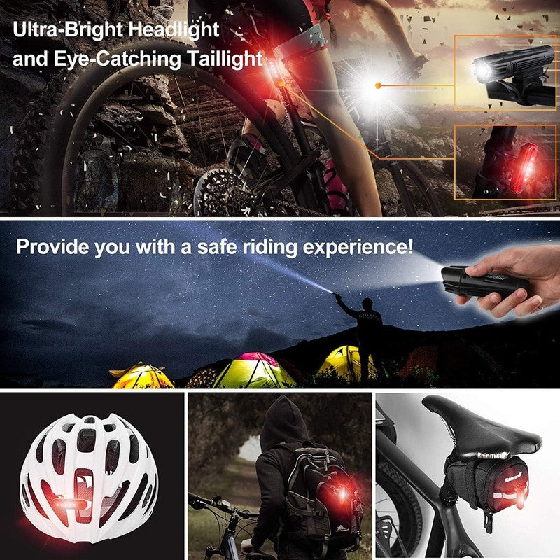 Ultra Bright USB Rechargeable Bike Light Set Front & Rear 4 Modes Easy Install6