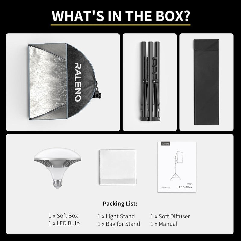 16" Softbox Lighting Kit LED 50W 5500K 97CRI Continuous Light for Video & Photo7