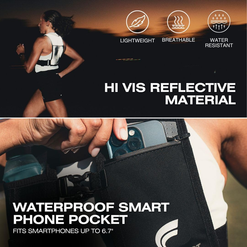 Running Phone Holder Vest with 500Ml/17Oz Water Bottle | Reflective Hydration Ve6