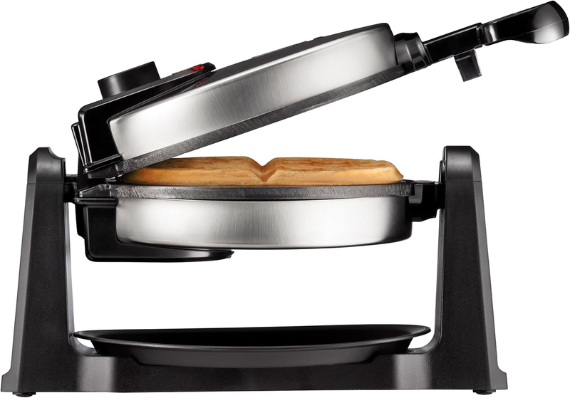 Rotating Belgian Waffle Maker 180° Flip Nonstick Timer Lock Lid SS Black0