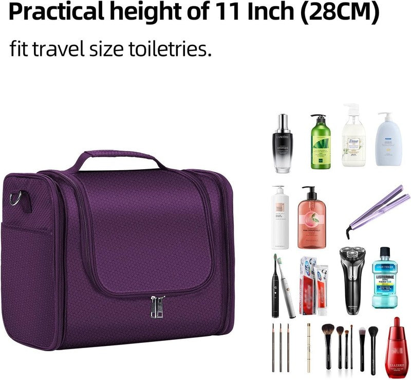 Buruis Extra Large Hanging Toiletry Bag Travel Dopp Kit Water-Resistant Purple6