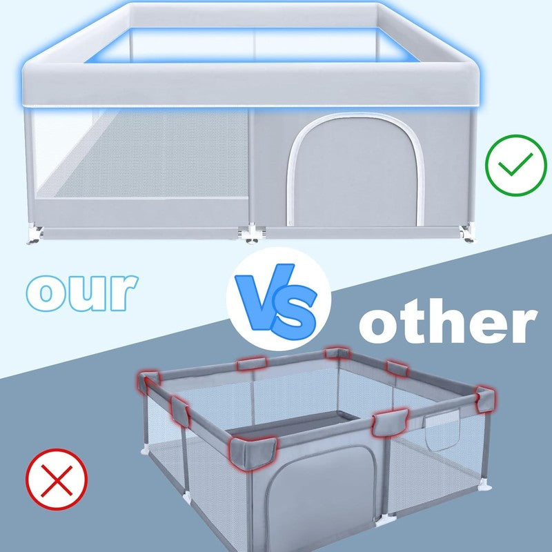Deluxe Baby Playpen 50x50 Inch - Indoor/Outdoor Soft Mesh Playard in Grey6