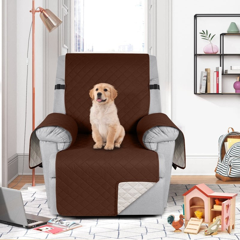 Reversible Recliner Chair Cover Coffee 25" Washable Slipcover for Pets & Kids7