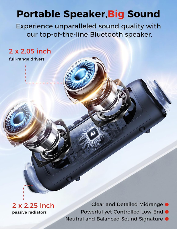 Portable Bluetooth Speaker 20W Wireless IPX5 Waterproof 24H Battery1