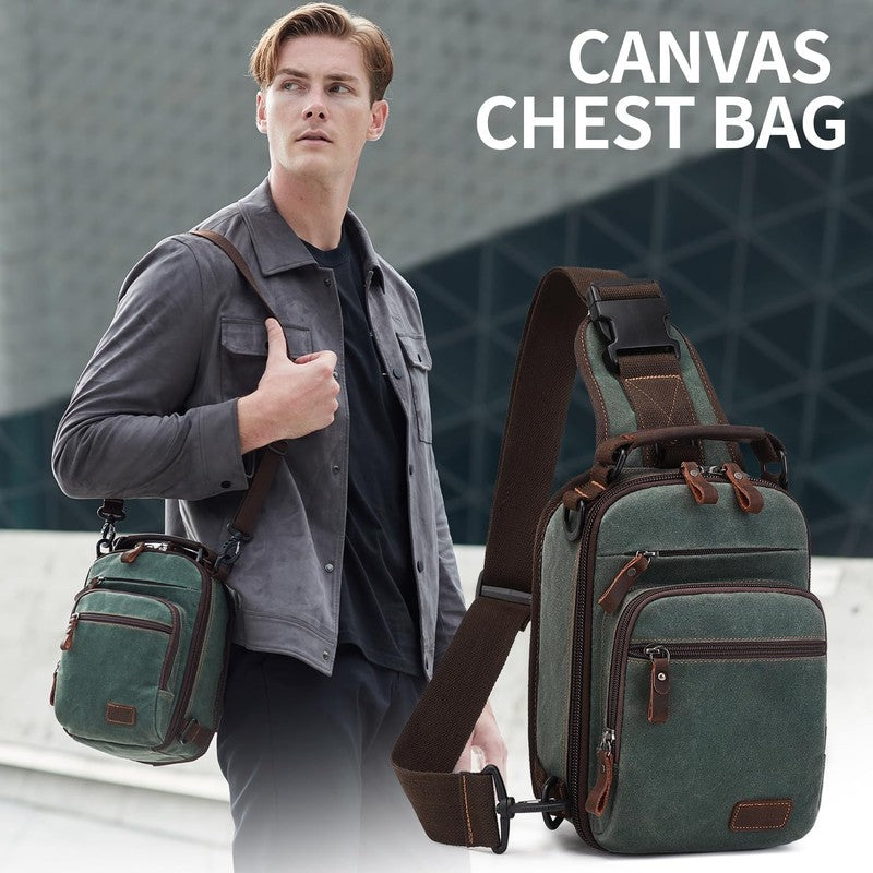 Nerlion Sling Bag Men Waxed Crossbody Chest Bag Water Resistant Shoulder Bag1