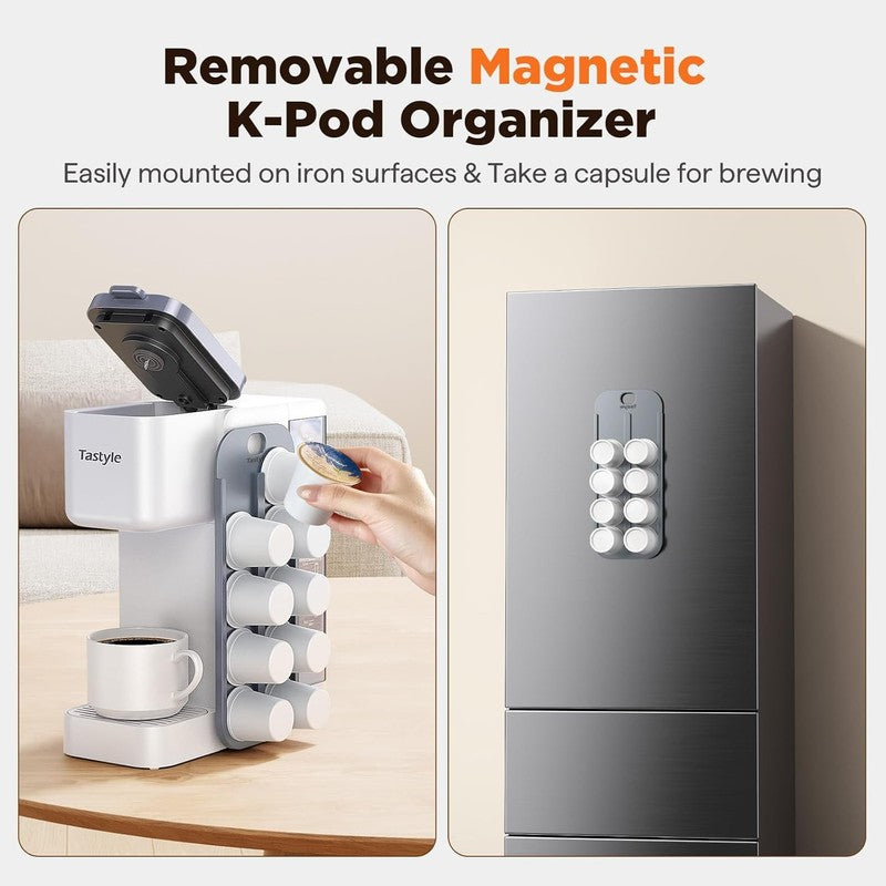 Hot & Iced Coffee Maker K Cup & Grounds w/ Magnetic Pod Holder 40oz White2