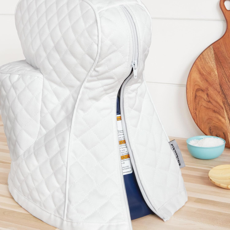 KitchenAid Tilt Head Stand Mixer Cover Quilted Cotton Storage Pocket White4