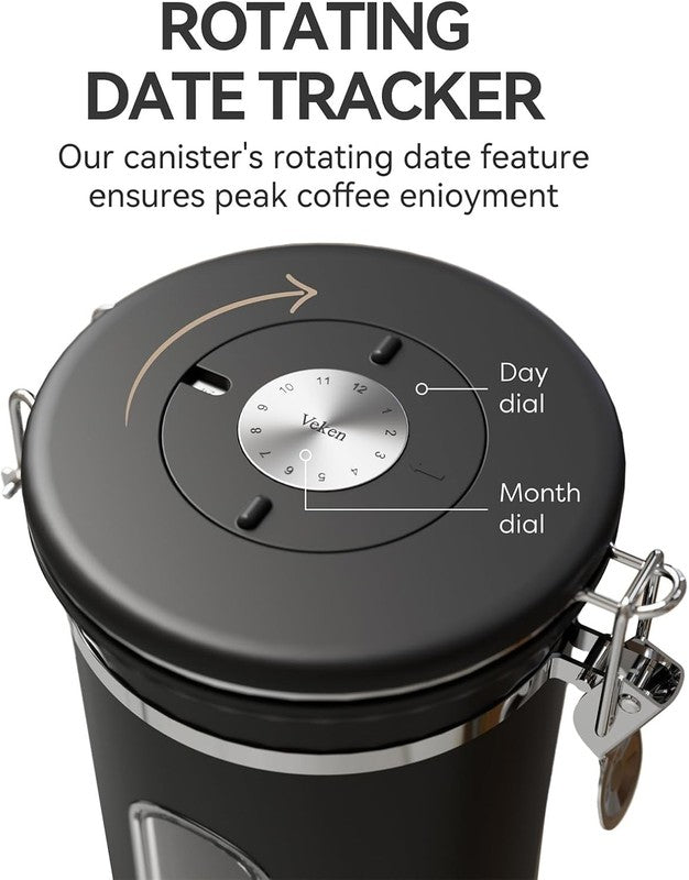 Coffee Canister with Window,Airtight Stainless Steel Pantry Container,Home Kitch4