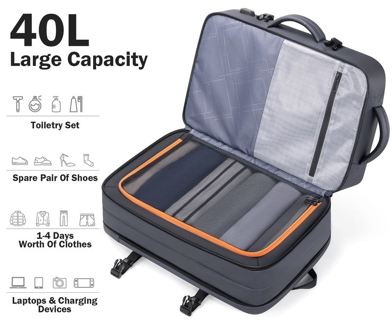 40L Travel Backpack USB Charging Expandable Business Water Resistant Men1