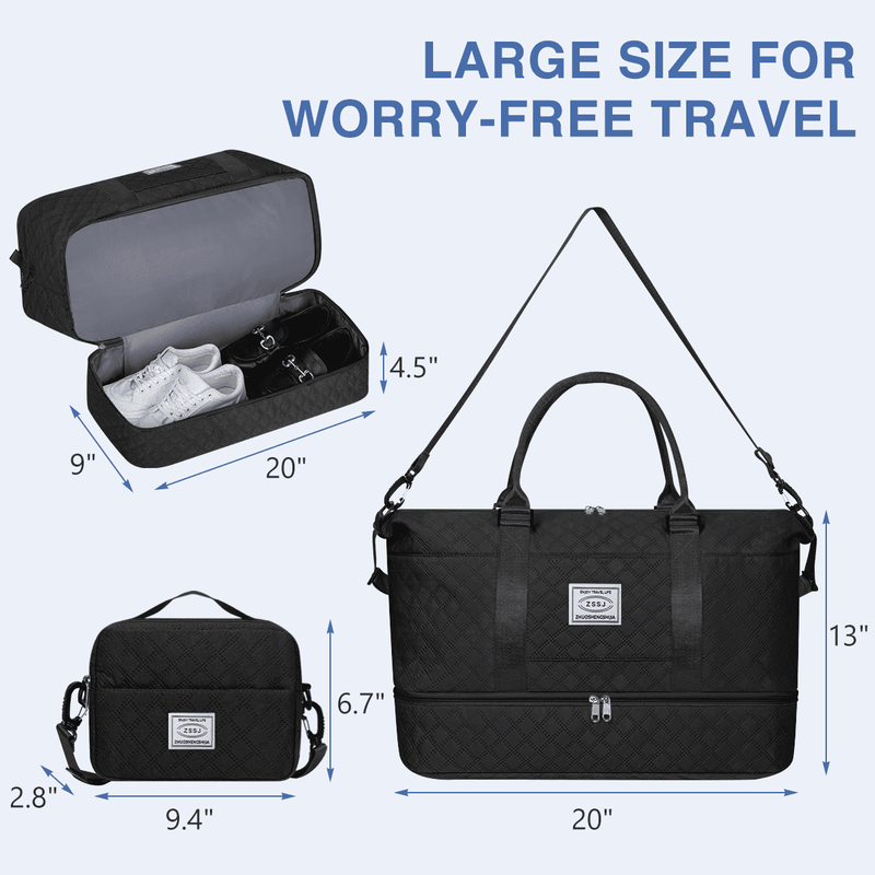 Weekender Bags for Women, Travel Duffel Bags with Shoe Compartment, Personal Ite1