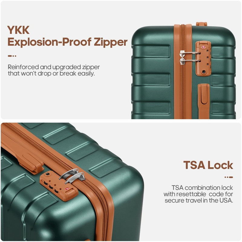 3 Piece Carry On Luggage Set Hardshell Spinner TSA Lock YKK Zipper Backpack Set2