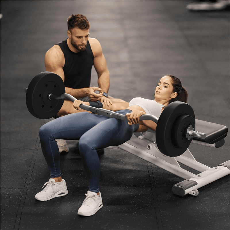 44 Lb Barbell Weight Set with Plates and Detachable Curl Bar, Black1