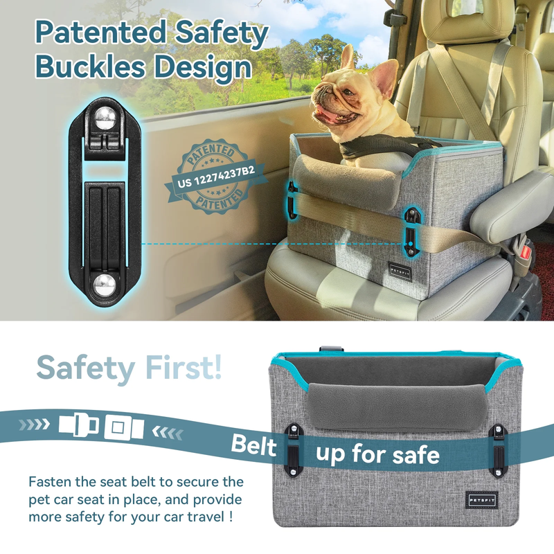 Dog Car Seats for Small Dogs, Portable Dog Booster Car Seat with Patent Safe Buc2