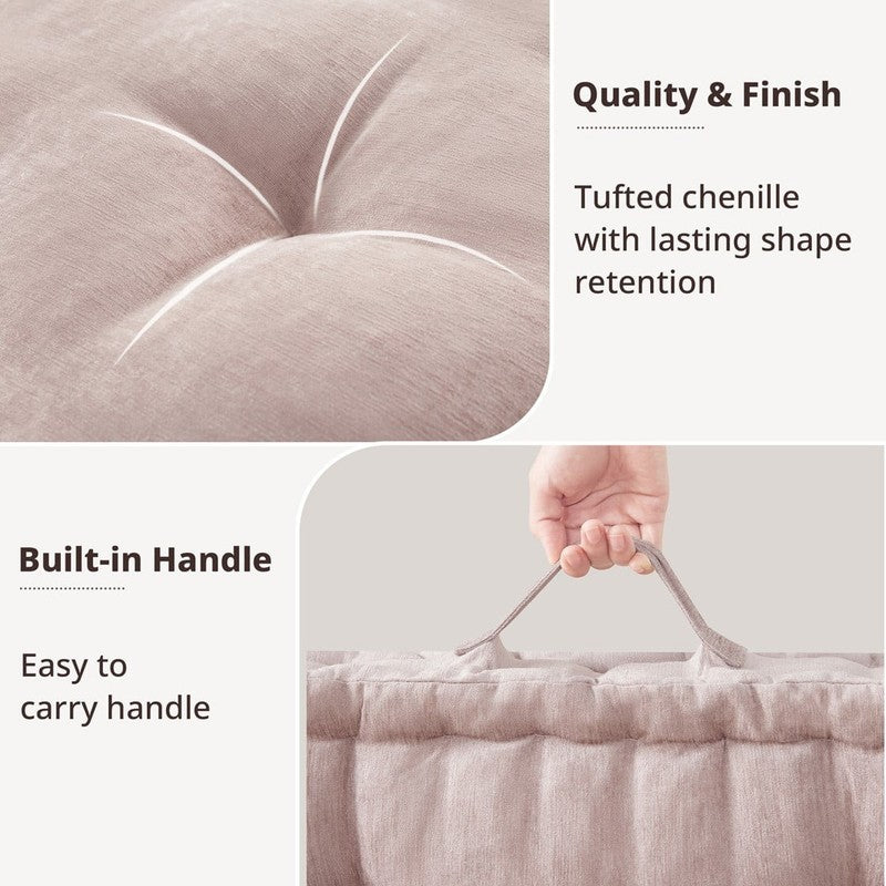 Intelligent Design Tufted Floor Pillow 24"x24" Chenille Meditation Cushion Blush1
