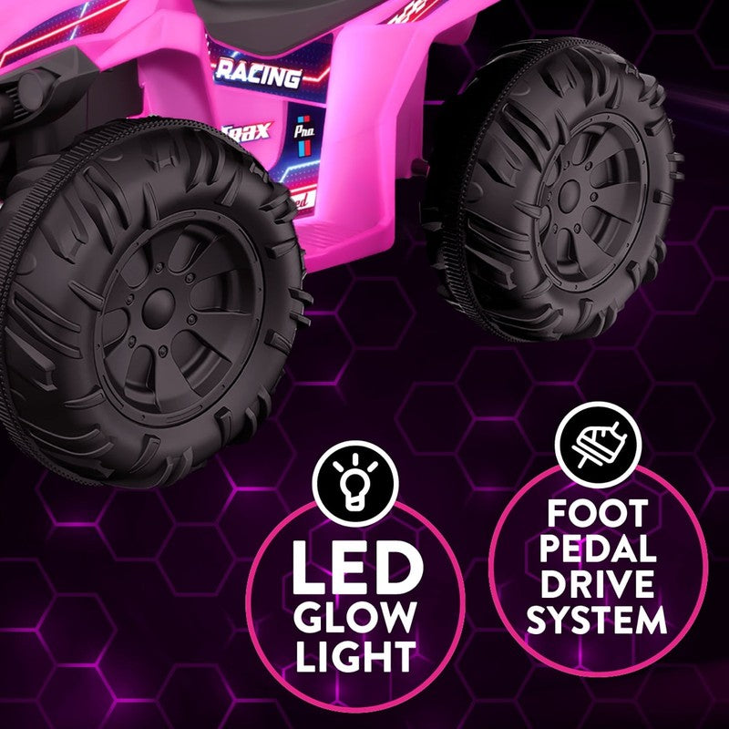 Kid Trax 12V Glow ATV Ride On Toy, Pink, with LED Lights, Rechargeable Battery, 5