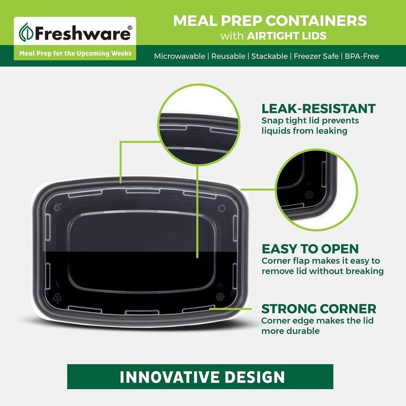 Meal Prep Containers [50 Pack] 1 Compartment Food Storage Containers with Lids, 4