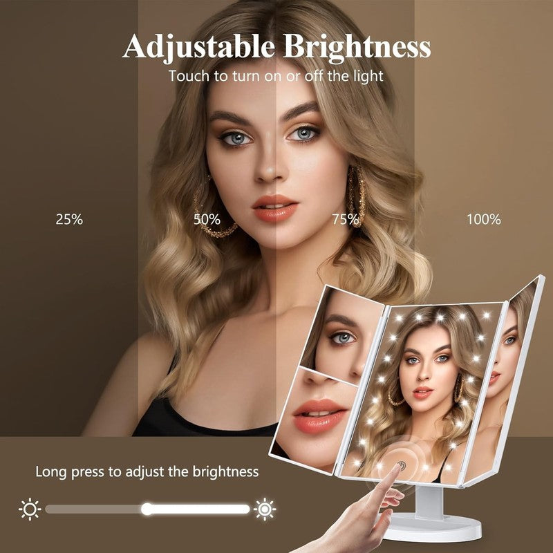 Makeup Mirror Vanity with Lights, 2X 3X 10X Magnification, Touch Control, Trifol3