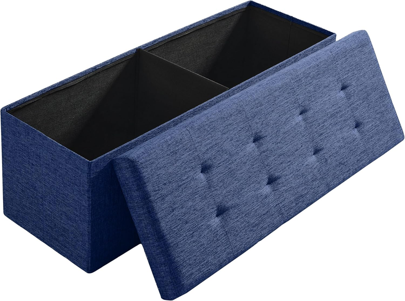 43'' Folding Storage Ottoman Bench Foot Rest Chest Bedroom Large Navy0
