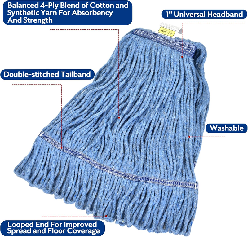 Matthew Cleaning Heavy Duty Mop Head Commercial Replacement for General and Floo2