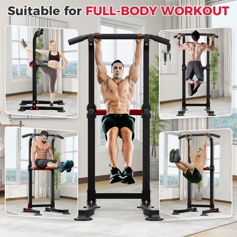 Pull up Bar Dip Station Power Tower Home Gym Equipment 300 Lb Load Steel1