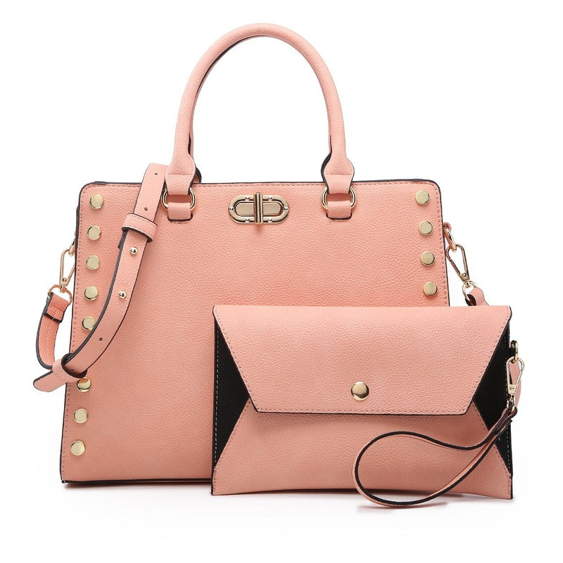 Women Satchel Handbag Shoulder Tote Work Bag with Matching Wallet7