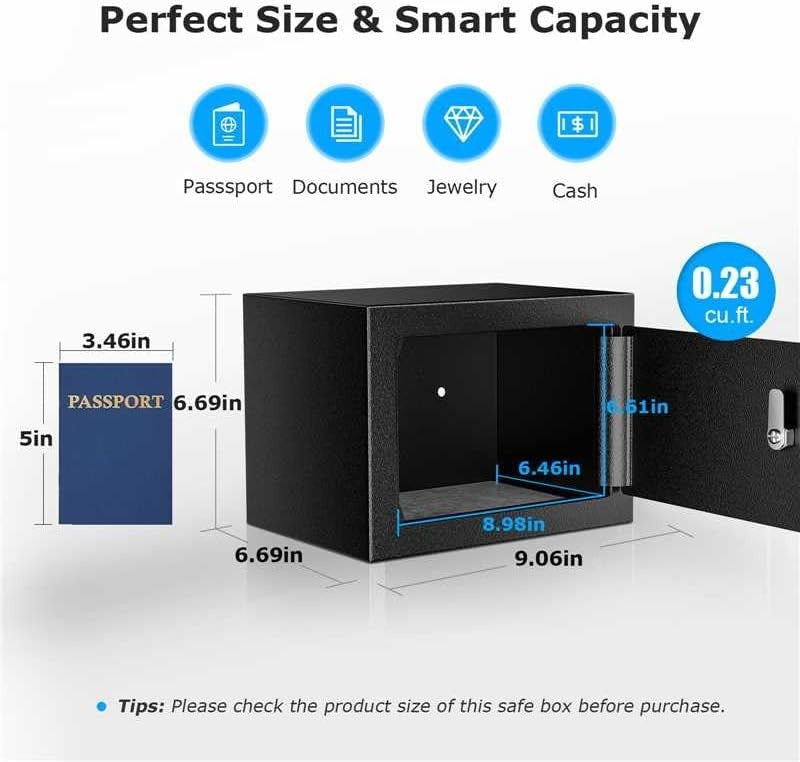 Compact Steel Safe Box with Key Lock - Secure Storage for Cash & Jewelry2