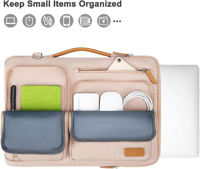 15.6 Inch Laptop Shoulder Bag 360 Protective Messenger 4 Zipper Pockets4