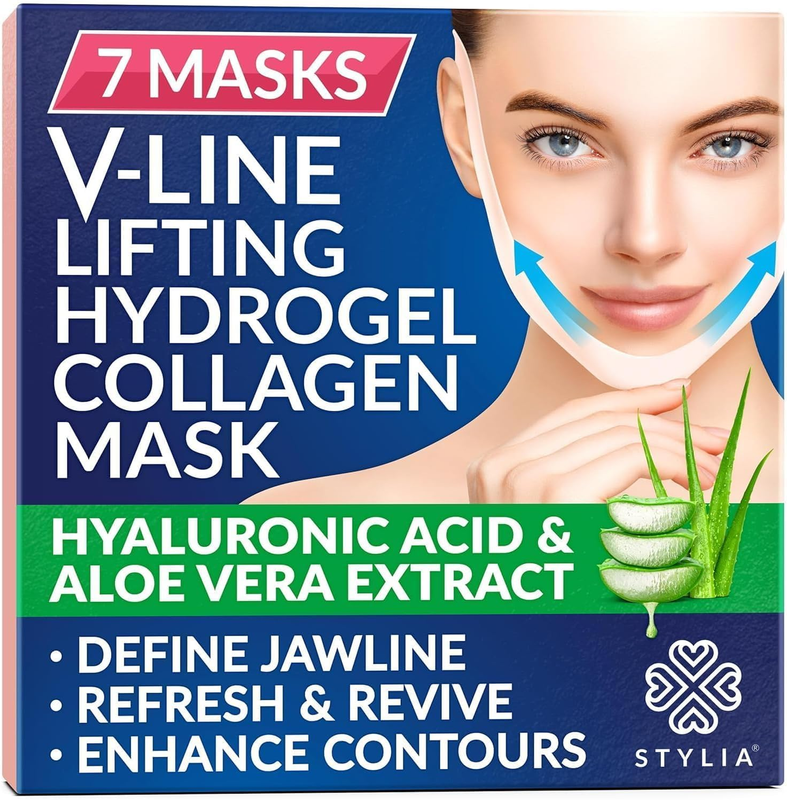 V Line Lifting Collagen Face Mask & Chin Strap for Jawline & Neck Lift 7PC0