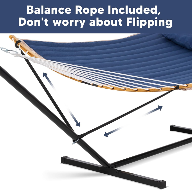 Outdoor Hammock with Stand Portable Heavy Duty w/ Pillow Balance Ropes Blue4