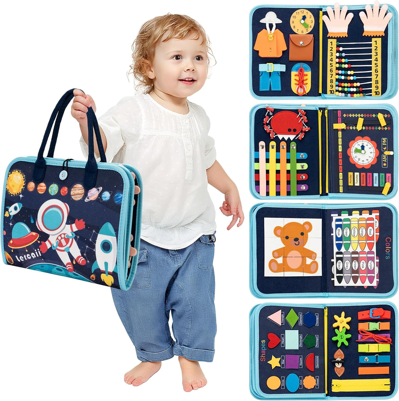 Montessori Toddler Busy Board Book Sensory Travel Learning Toy Fine Motor Skills9
