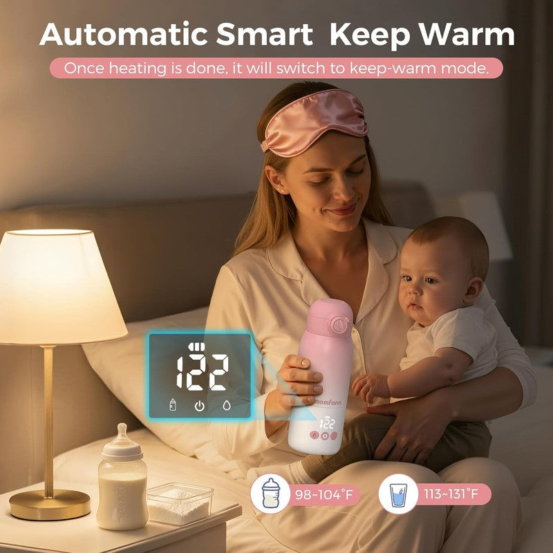Portable Baby Bottle Warmer Dual Heat Breastmilk Water 12oz Pink4