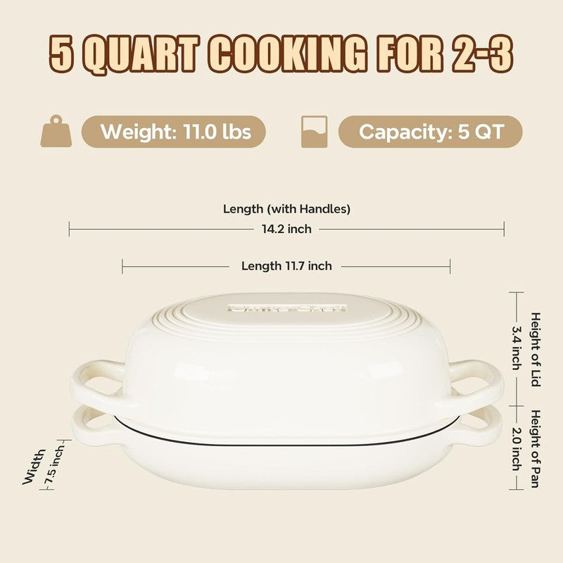 5QT Cast Iron Dutch Oven Bread Kit w/ Banneton Lame Cream White1