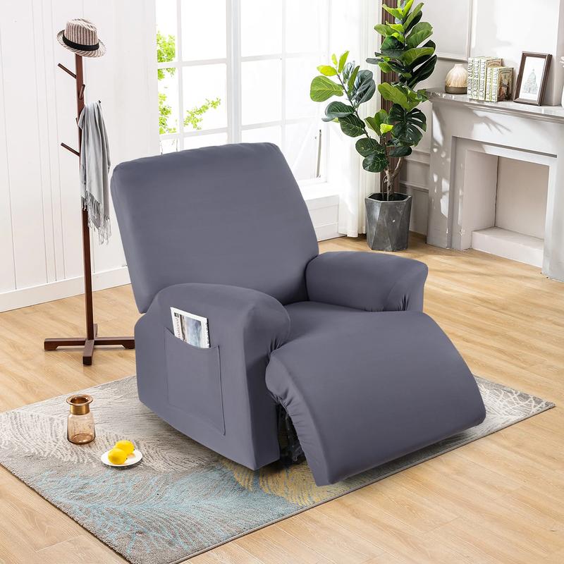 3-Piece Light Gray Recliner Chair Slipcover Stretch Couch Sofa Cover5