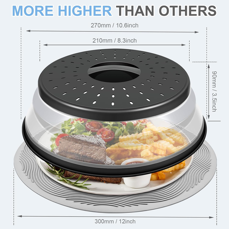 12 Inch Microwave Food Cover Silicone Splatter Guard Collapsible Lid5