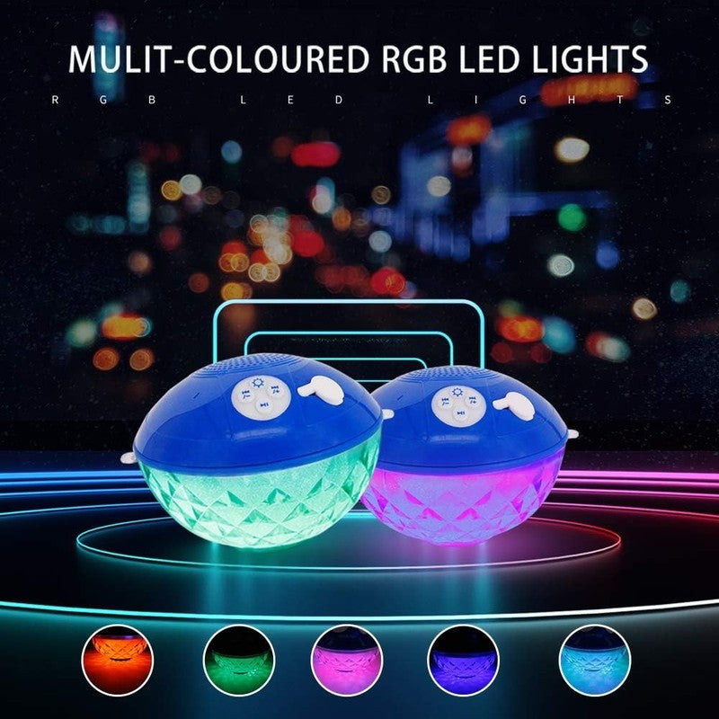 Bluetooth Pool Speaker with Colorful Light, Portable Floating Pool Speaker IP68 1