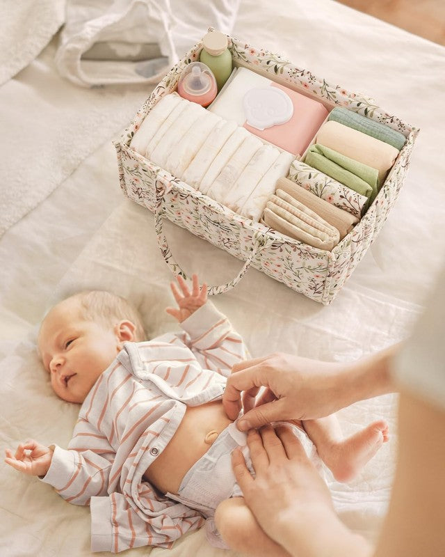 Floral Diaper Caddy Organizer Nursery Storage Basket Pastoral Daisy5