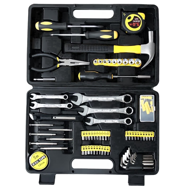 148Pc Household Hand Tool Set DIY Home Repair Kit Toolbox Garage Mechanic Yellow0