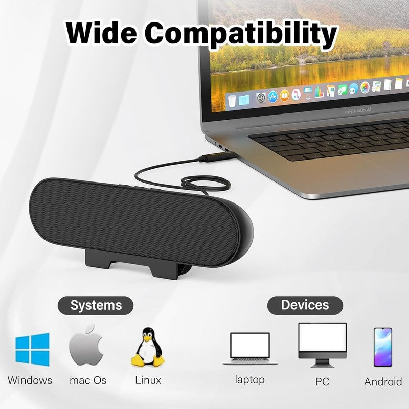 Computer Speaker for Desktop PC Monitor Loud Sound USB Volume Control Black4